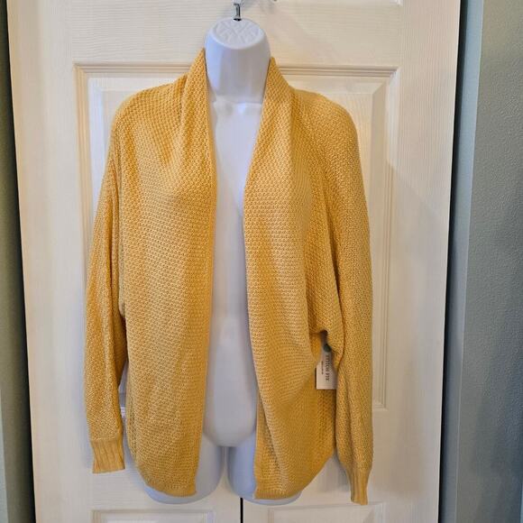 Velvet by Graham & Spencer marigold yellow cardigan size Small loose knit Office - Picture 3 of 9